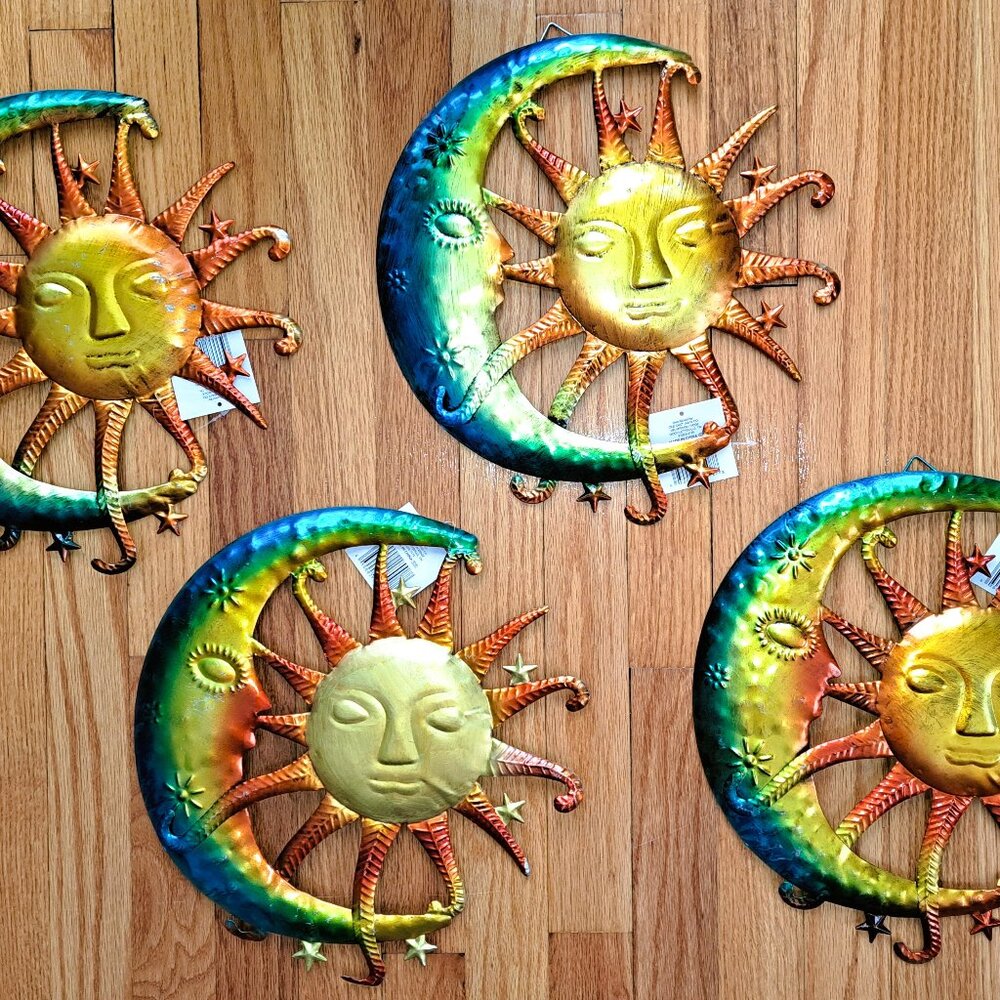 NWT Celestial Sun & Moon Metal Wall Art - 12” Outdoor/Indoor Decor Set of 1 - Picture 2 of 2